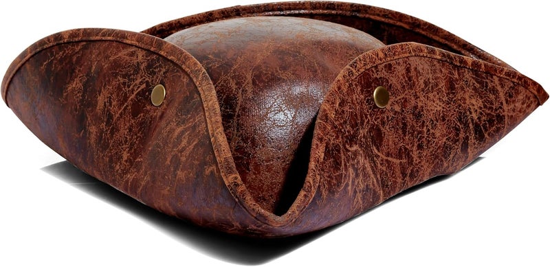 COLLECT PRESENT Store Distressed Faux Leather Pirate Tricorn Hat for Adults - Vintage Style Pirate Tricorn Hat for Men & Women - Image 3